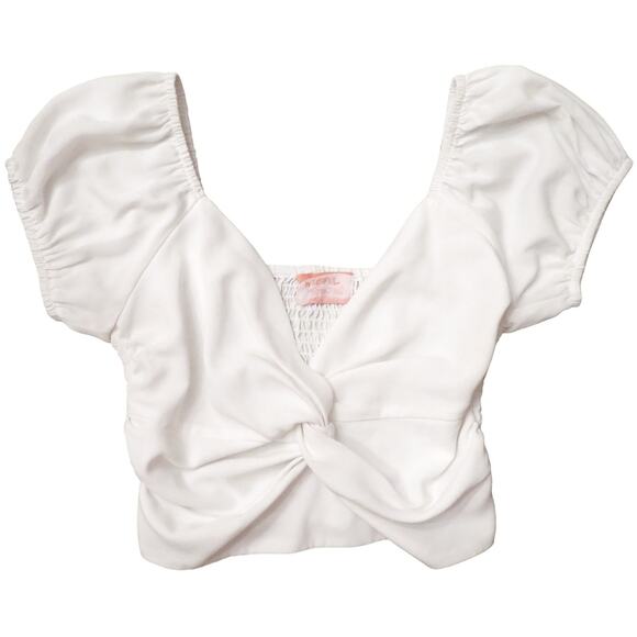 Wishful Thinking Crop Top, Sweetheart Pullover Puff Sleeve Womens Small, White - Picture 10 of 11